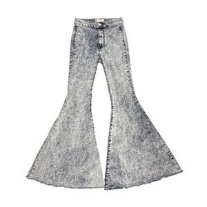 Free People We the Free Float on Flare Hippie 70s Bell Bottom Blue Jeans Size 24
